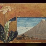 Small Card Decorated with Mount Fuji and Flowers