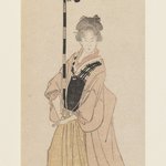 Young Woman Carries Adorned Pole for a Procession