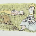 Untitled (Couple and Dog Relaxing on Grass)