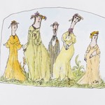 [Untitled] (Four Women in Yellow and Man)