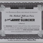 The Guerrilla Girls are Proud to Present The Michael Milk-em Prize to Arne Glimcher