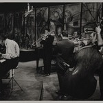 Gene Krupa, Trummy Young, Peanuts Hucko, Louis Armstrong, Bobbie Hackett, and Mort Herbert, television studio, N.Y.C.