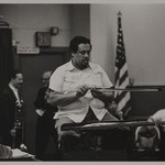 Eddie Bert, uk, Charles Mingus and George Wein, rehearsal, N.Y.C.