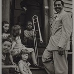 Cab Calloway with kids and winner of Calloway Quizzical radio contest, Providence, RI