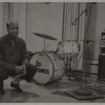 Jo Jones, recording studio, N.Y.C., c. 1956 (w/ bass drums)