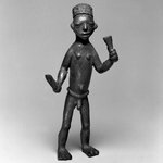 Male Nude Holding Knife and Horn