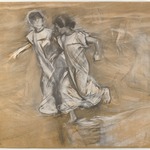 [Untitled] (Two Girls in White Running Arm in Arm)
