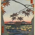 Maple Trees at Mama, Tekona Shrine and Linked Bridge, No. 94 from One Hundred Famous Views of Edo