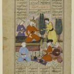 Bahram Gur and Courtiers Entertained by Barbad the Musician, Page from a manuscript of the Shahnama of Firdawsi (d. 1020)