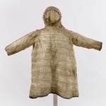 Raincoat with a Drawstring Hood, edged in blue fabric