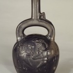 Stirrup Spout Bottle with Fishing Scene