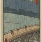 Sudden Shower over Shin Ohashi Bridge and Atake, (Ohashi Atake no yudachi) from the series, One Hundred Famous Views of Edo