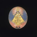 Painted Medallion
Recto: Virgin of Copacabana
Verso: Crucifixion with the Virgin of Sorrows, Mary Magdalene, and Saint John the Evangelist