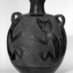 Jar with Small Looped Handles and Feline Design