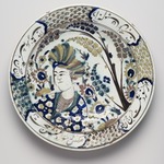 Dish Depicting Turbaned Youth and Persian Poetic Inscriptions