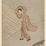 Young Girl Crossing a Bridge after Snow: Calendar Year of the Second Year of Meiwa