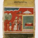 Yashoda Ties Krishna to a Mortar, Page from a dated Rasikapriya Series
