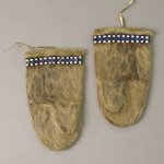 Pair of Mittens with blue and white checked leather trim