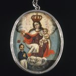 Painted Medallion in Locket Frame
Recto: Our Lady of Mount Carmel with Male Donor Figure
Verso: Archangel Raphael with Female Donor Figure