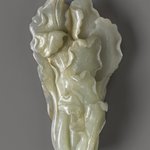 Carved white jade leaf cluster ornament