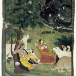 Krishna and Radha under a Tree in a Storm