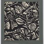 (Semi-abstract floral designs in black and white)