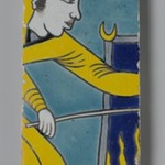 Tile Fragment Depicting a Man Stoking a Fire