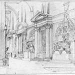 Study of Interior of Santa Croce, Florence, with Monument to Michelangelo