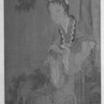 Hanging Scroll Painting "Seated Courtesan Playing Flute"