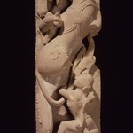 Rampant Shardul with Kneeling Worshipper Holding Tail