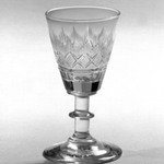 One of Pair of Wine Glasses, Blown and Cut