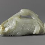 Carving of a Recumbent Heron and Lotus