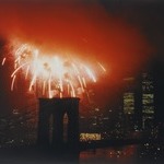 Fireworks over Brooklyn Bridge