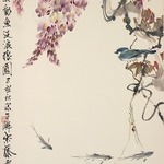 Blue Jay, Wisteria and River Trout