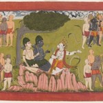 Rama and Lakshmana Confer with Sugriva about the Search for Sita, Page from a Dispersed Ramayana Series