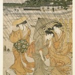 Three Women on the Bank of a River in a Shower