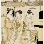 Three Women and a Boy Along the Sumida River