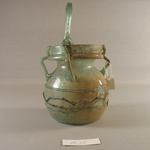 Basket-shaped Vase of Blown Green Glass