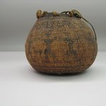 Globular (Tobacco?) Basket with Flat Lid and Carrying Thongs