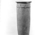 Painted Cylindrical Vase with Wavy Handled Motif
