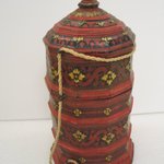 Pagoda Shaped Container with Lid and String