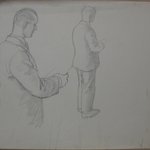 [Untitled] (Two Male Figures, One Fully Drawn, and Lower Portion of Torso)