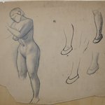 [Untitled] (Nude Female Figure and Five Slippered Feet)