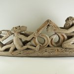 Canoe Ornament of Three Seated Figures and a Fish