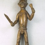 Male Nude Holding Knife and Horn