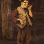 Standing Boy Smoking a Cigar