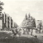 Broadway gatan och Radhuset i New York 1819 after Klinckowstrom