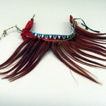 Red Headdress with Blue and White Beads