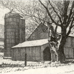 Silo and Barn in Winter