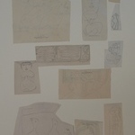 Sketch Panel, 14 sketches mounted on board